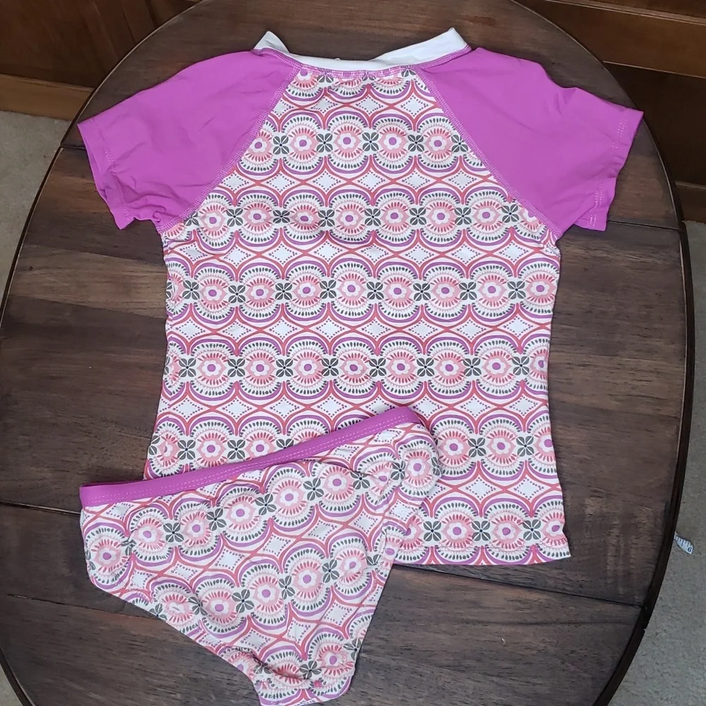 Garnet Hill Wave Rider Rashguard Top & Bottoms Swim Suit Sz 6